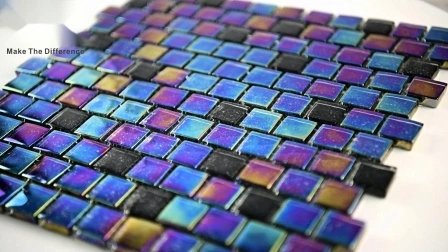 Производитель Фошань глянцевая переливающаяся синяя квадратная стеклянная мозаика для бассейна образец настройки